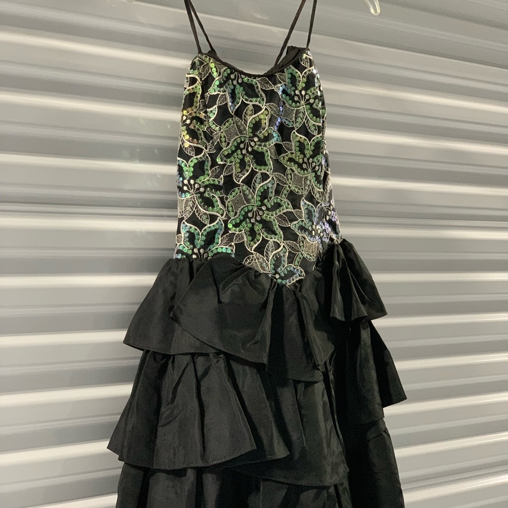 Black with Green cocktail dress